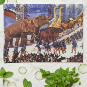 ヴィンテージサイエンス・フィクション、ノアの箱舟の野生動物 キッチンタオル (折り畳み)