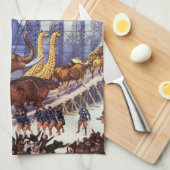 ヴィンテージサイエンス・フィクション、ノアの箱舟の野生動物 キッチンタオル (四つ折り)