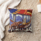 ヴィンテージサイエンス・フィクション、ノアの箱舟の野生動物 クッション (ブランケット)