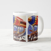 ヴィンテージサイエンス・フィクション、ノアの箱舟の野生動物 ジャンボコーヒーマグカップ (正面右)