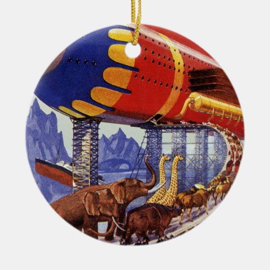 ヴィンテージサイエンス・フィクション、ノアの箱舟の野生動物 セラミックオーナメント (正面)