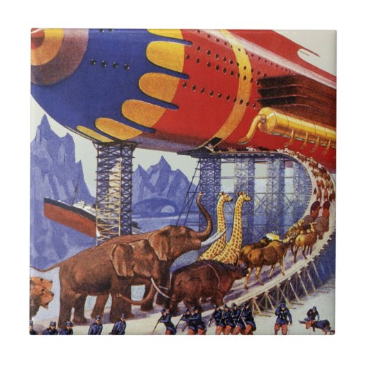 ヴィンテージサイエンス・フィクション、ノアの箱舟の野生動物 タイル (正面)