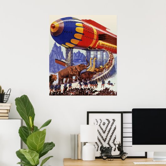 ヴィンテージサイエンス・フィクション、ノアの箱舟の野生動物 ポスター (ホームオフィス)