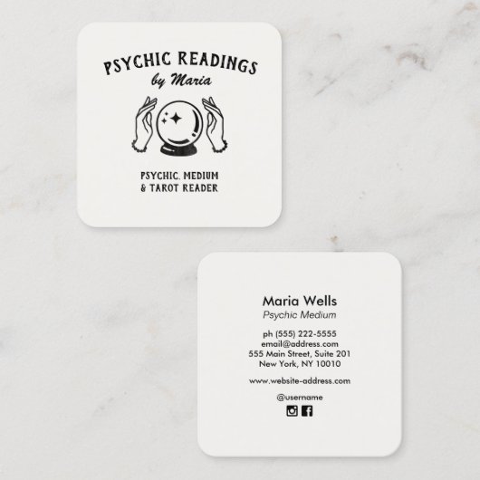 ヴィンテージサイキック中結晶ボールビジネスカード スクエア名刺 (正面/裏面)