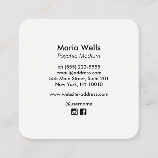 ヴィンテージサイキック中結晶ボールビジネスカード スクエア名刺 (裏面)