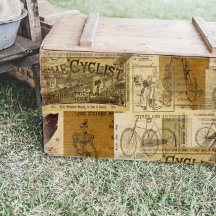 ヴィンテージサイクリストと自転車の広告コラージュデコップページ