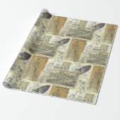 ヴィンテージサイクリスト及び自転車広告コラージュ ラッピングペーパー (アンロールド)