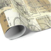 ヴィンテージサイクリスト及び自転車広告コラージュ ラッピングペーパー (ロールコーナー)