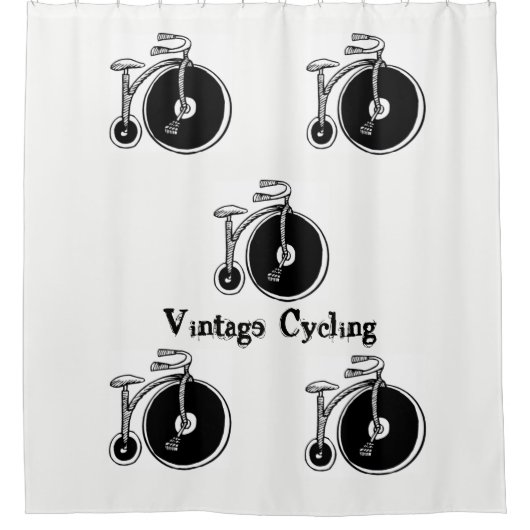 ヴィンテージサイクリングシャワーカーテン シャワーカーテン (正面)