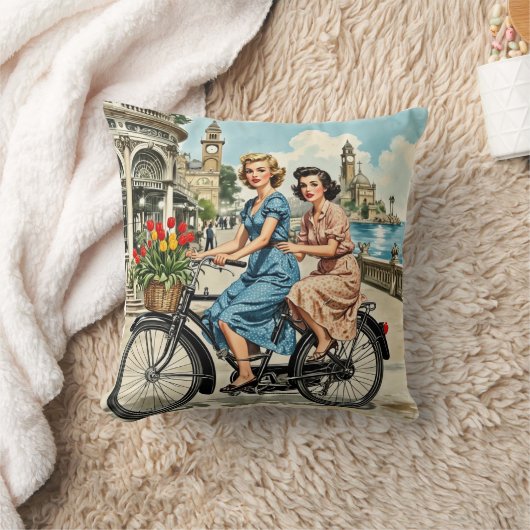 ヴィンテージサイクリングドリーム装飾用クッション クッション (ブランケット)