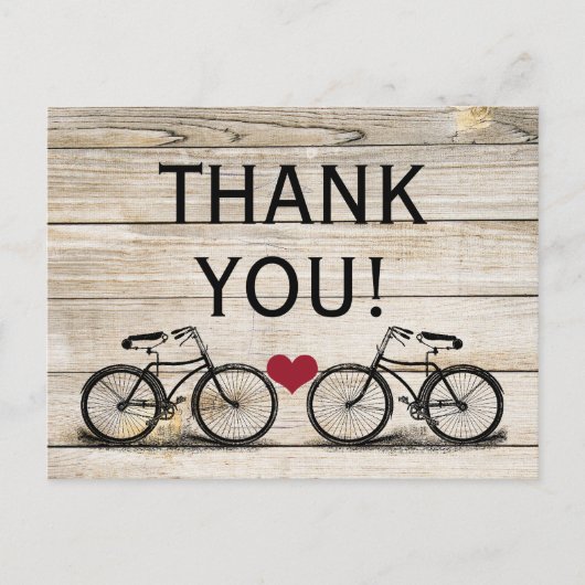 ヴィンテージサイクリング結婚サンキューポストカード ポストカード (正面)