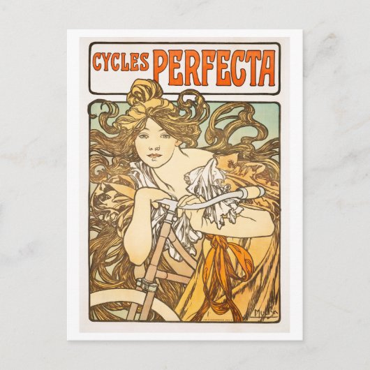 ヴィンテージサイクルPerfecta by Alphonseミュシャポスター ポストカード (正面)