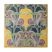 ヴィンテージサイケデリックアールヌーボー花柄 タイル (正面)