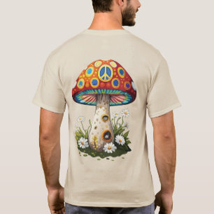 ヴィンテージサイケデリックマッシュルーム平和エンブレム Tシャツ