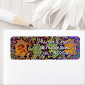 ヴィンテージサイケデリック壁紙フローラルパターン ラベル (インサイチュ)