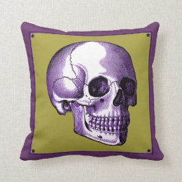 ヴィンテージサイドビューパープルと金ゴールドスカル枕 クッション