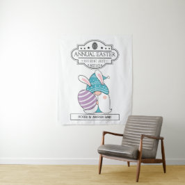 ヴィンテージサインアニュアルイースターエッグ狩りバニー格言 タペストリー