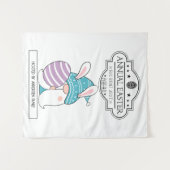 ヴィンテージサインアニュアルイースターエッグ狩りバニー格言 タペストリー (正面(横))