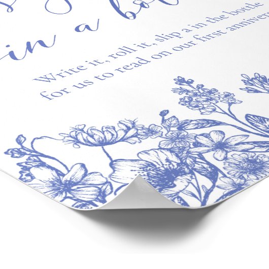 ヴィンテージサインゲームでのボトルの青フローラメッセージ ポスター (角)