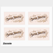 ヴィンテージサインコーヒー月 長方形シール (シート)