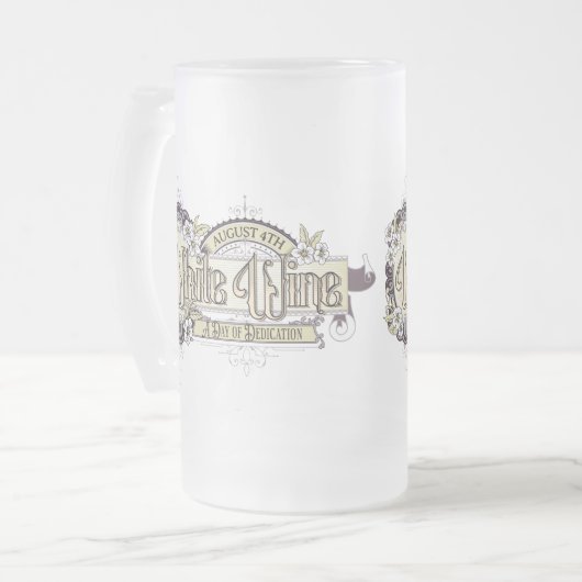 ヴィンテージサインホワイトワインデー フロストグラスビールジョッキ (正面左)