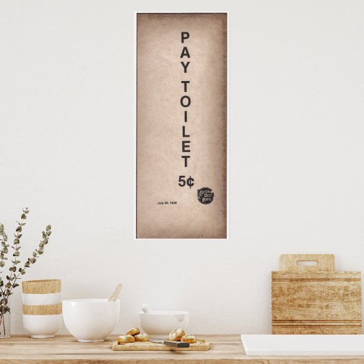 ヴィンテージサイン – 有料トイレ5セント ポスター (キッチン)