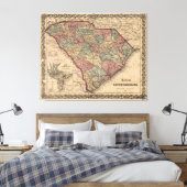 ヴィンテージサウスカロライナの地図(1865) キャンバスプリント (インサイチュ (寝室))