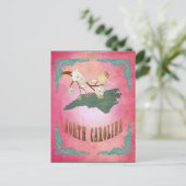 ヴィンテージサウスカロライナ州の地図 – キャンディピンク ポストカード (スタンド正面)