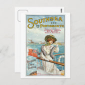 ヴィンテージサウスシー、ポーツマス旅行広告 ポストカード (正面/裏面)