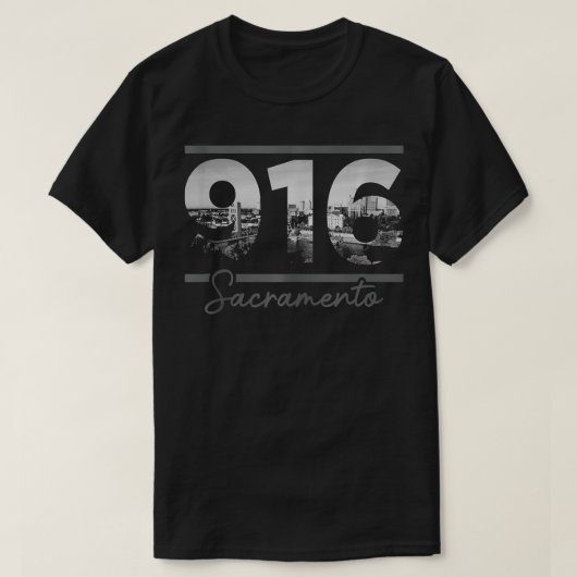 ヴィンテージサクラメント916エリアコードスカイラインカリフォルニ Tシャツ (デザイン正面)
