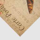 ヴィンテージサケ型魚フローラフランスの花 薄葉紙 (詳細)