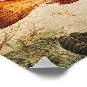 ヴィンテージサケ魚フランスのフローライラストレーション ポスター (角)