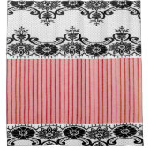 "ヴィンテージサケ(c)白黒いLace_Revised " シャワーカーテン (正面)