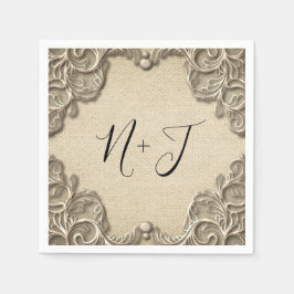 ヴィンテージサザンエレガントチャームバーラップレース スタンダードカクテルナプキン