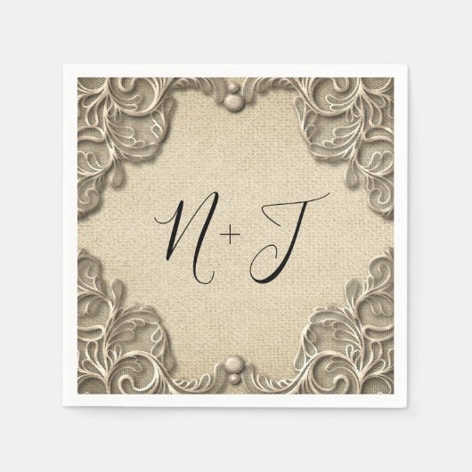 ヴィンテージサザンエレガントチャームバーラップレース スタンダードカクテルナプキン (正面)