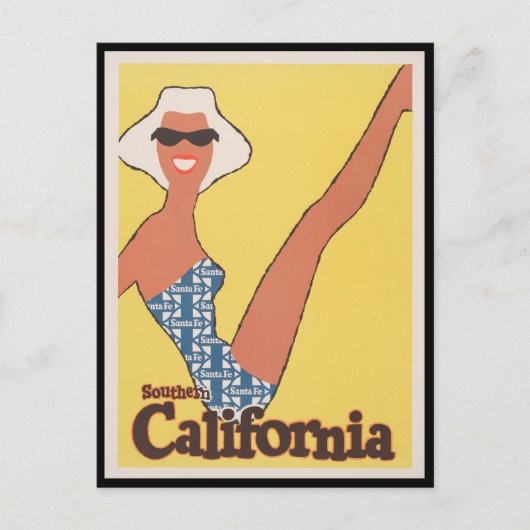 ヴィンテージサザンカリフォルニアサンタフェトレインアド ポストカード (正面)