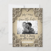 ヴィンテージサザンチャームバーラップレースザデイト 招待状 (正面)