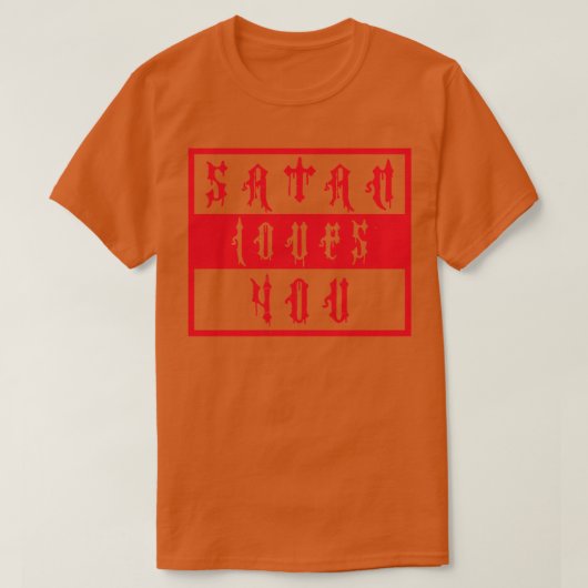ヴィンテージサタン愛あなた攻勢ことわざレッド文字 Tシャツ (デザイン正面)