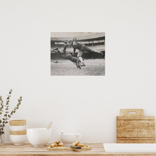 ヴィンテージサッカーのポスター白黒の男の洞窟 ポスター (キッチン)