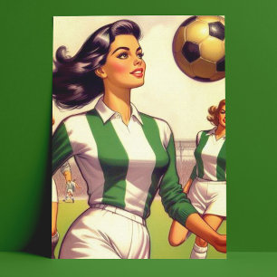 ヴィンテージサッカーガールイラストレーション ポストカード