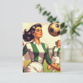 ヴィンテージサッカーガールイラストレーション ポストカード (スタンド正面)