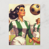 ヴィンテージサッカーガールイラストレーション ポストカード (正面)