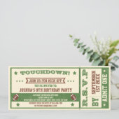 ヴィンテージサッカーチケット誕生日パーティーへの招待 招待状 (スタンド正面)