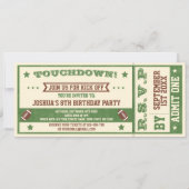 ヴィンテージサッカーチケット誕生日パーティーへの招待 招待状 (正面)