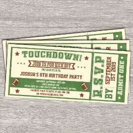 ヴィンテージサッカーチケット誕生日招待状 招待状