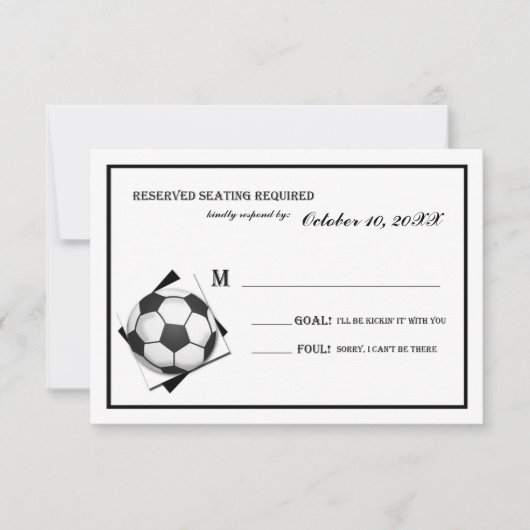 ヴィンテージサッカーバー（ユダヤ教の）バル・ミツバー白黒の返信 出欠カード (正面)