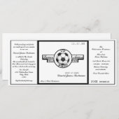 ヴィンテージサッカーフィールドパス白黒 招待状 (正面/裏面)