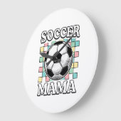 ヴィンテージサッカーママの彫刻Tシャツデザイン_1 ラージ壁時計 (傾斜)