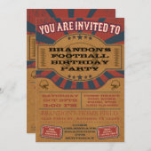 ヴィンテージサッカー誕生日パーティーの招待 招待状 (正面/裏面)