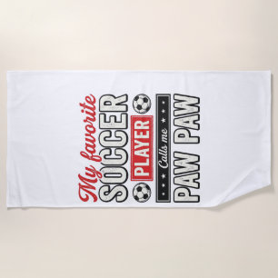 ヴィンテージサッカー選手おじいちゃんパパTシャツデザイン ビーチタオル